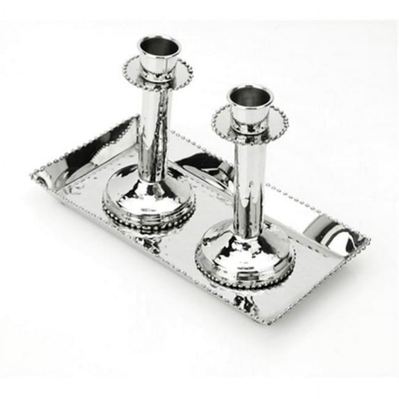 Tray with Two Candle Sticks - Beaded Design