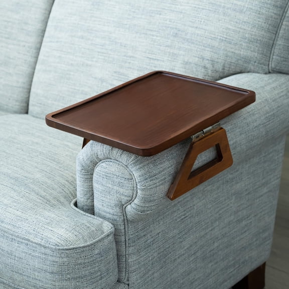 Trayble Couch Arm Table Clip On Tray Sofa For Couches. Tv Dinners Remotes Drinks Snacks And Small Spaces - 15.75 X 11inch Brown