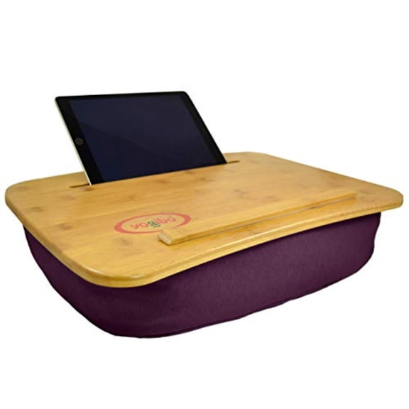 Traybo 2.0 Lap Desk, Bamboo Top Lap Desk With Pillow for Laptop Built in Slot for Tablet or Phone, Lap Pad for Working, Reading, Writing, Lap Board
