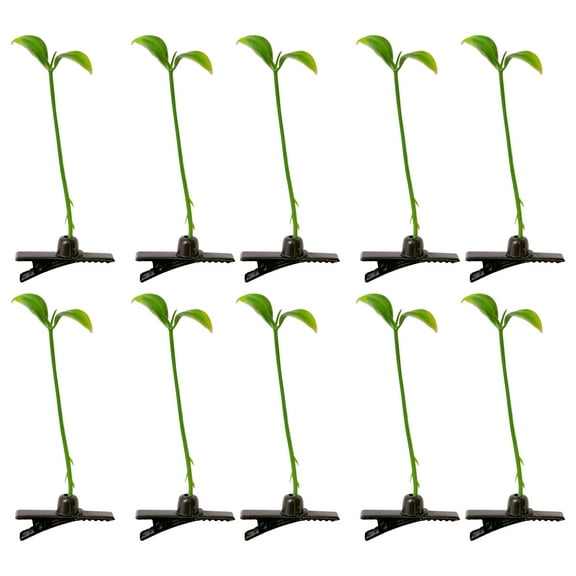 Trayknick 100 Pcs Bean Sprout Hair Clips, Plant Hairpins with Anti-Slip Fake Leaf, Funny Shape, Long Green Sprout Decor, Adult and Children Hair Decoration, Hair Clips