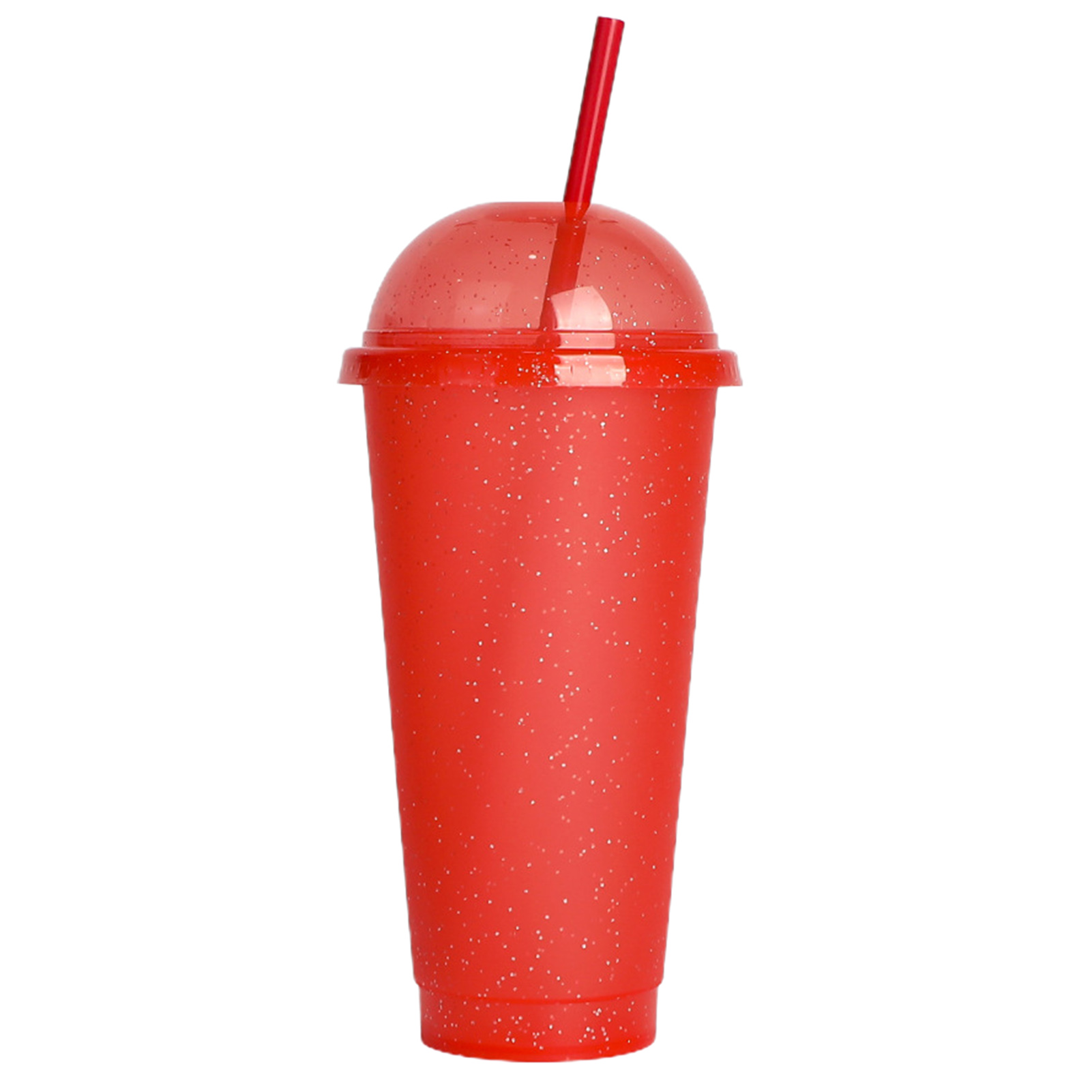 Trayknick 710ml Straw Cup Lidded Translucent Plastic Color Changing Water Drinking Cup Kitchen Supplies