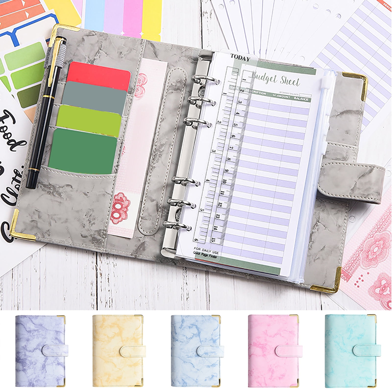 Trayknick Budget Binder with Zippered Bags A6 Size Money Organizer