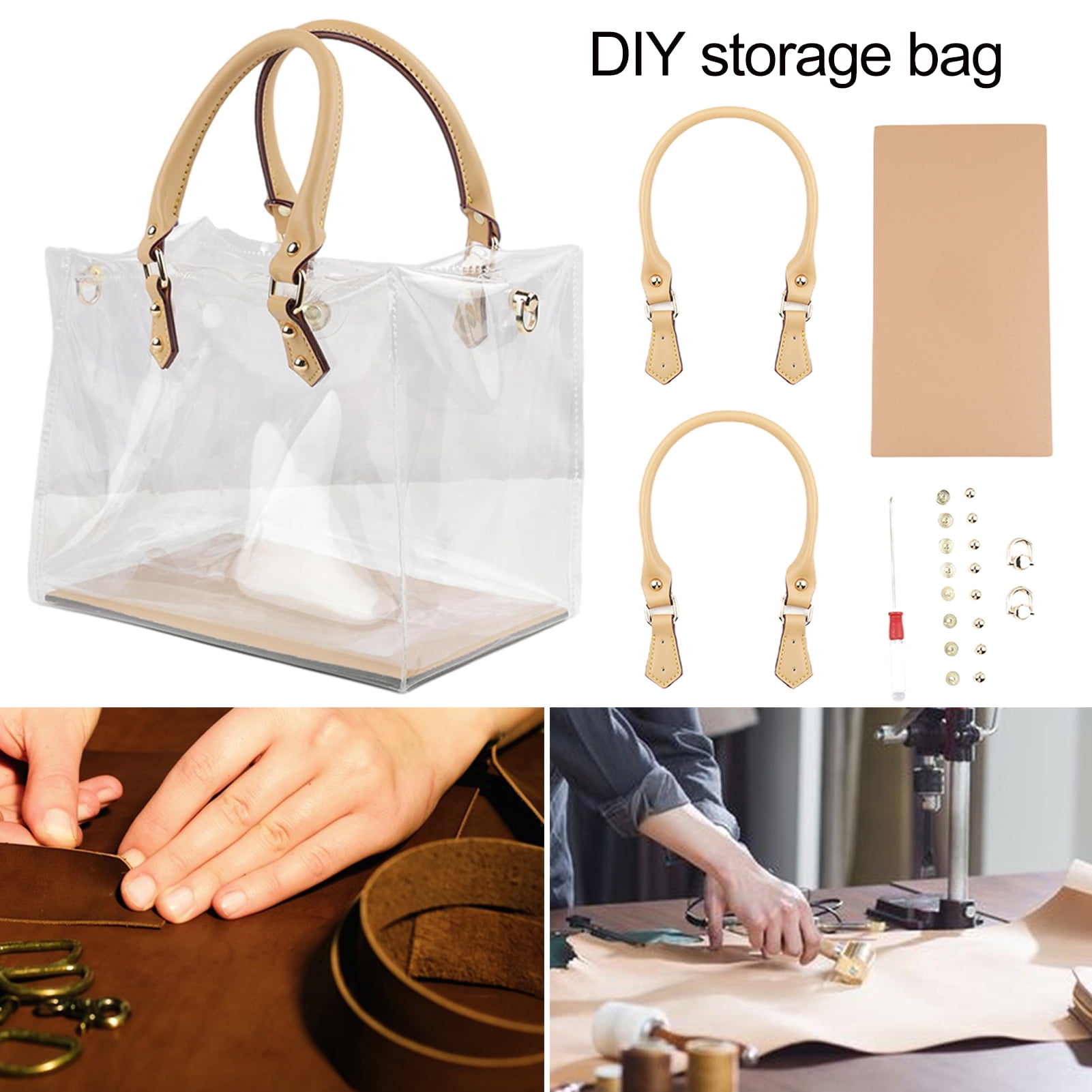 Trayknick Clear DIY Tote Bag Handbag Making Kit Waterproof Transparent PVC Craft Tool Set