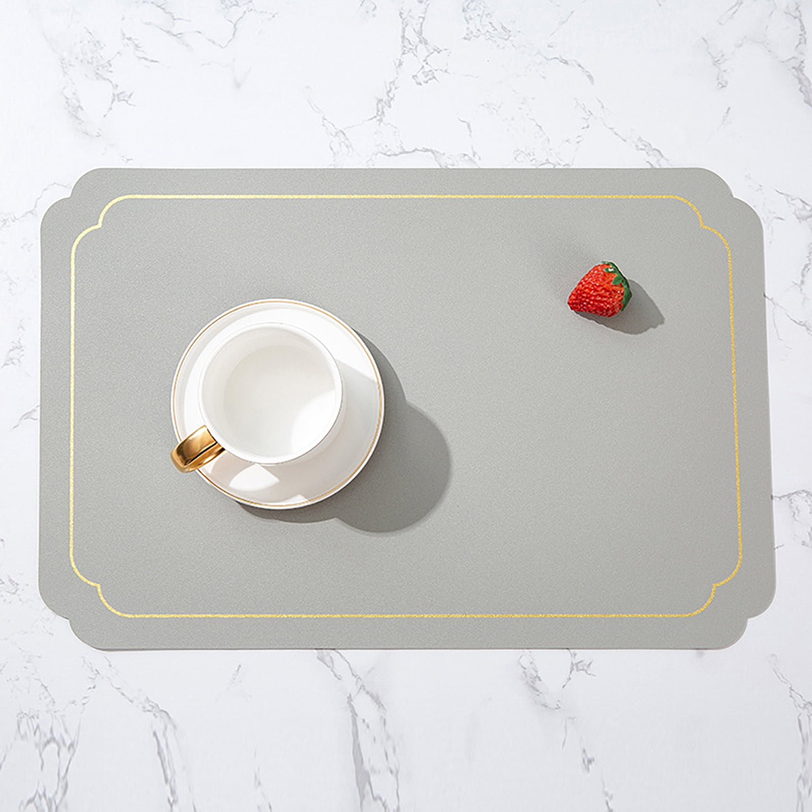 Trayknick Fake Leather Placemat Dining Table Placemat Rectangle Faux