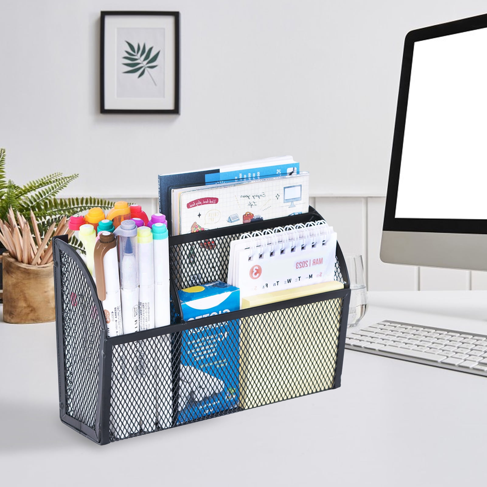 Trayknick Heavy Duty Magnetic Pen Holder - 3 Compartment Metal Fridge ...