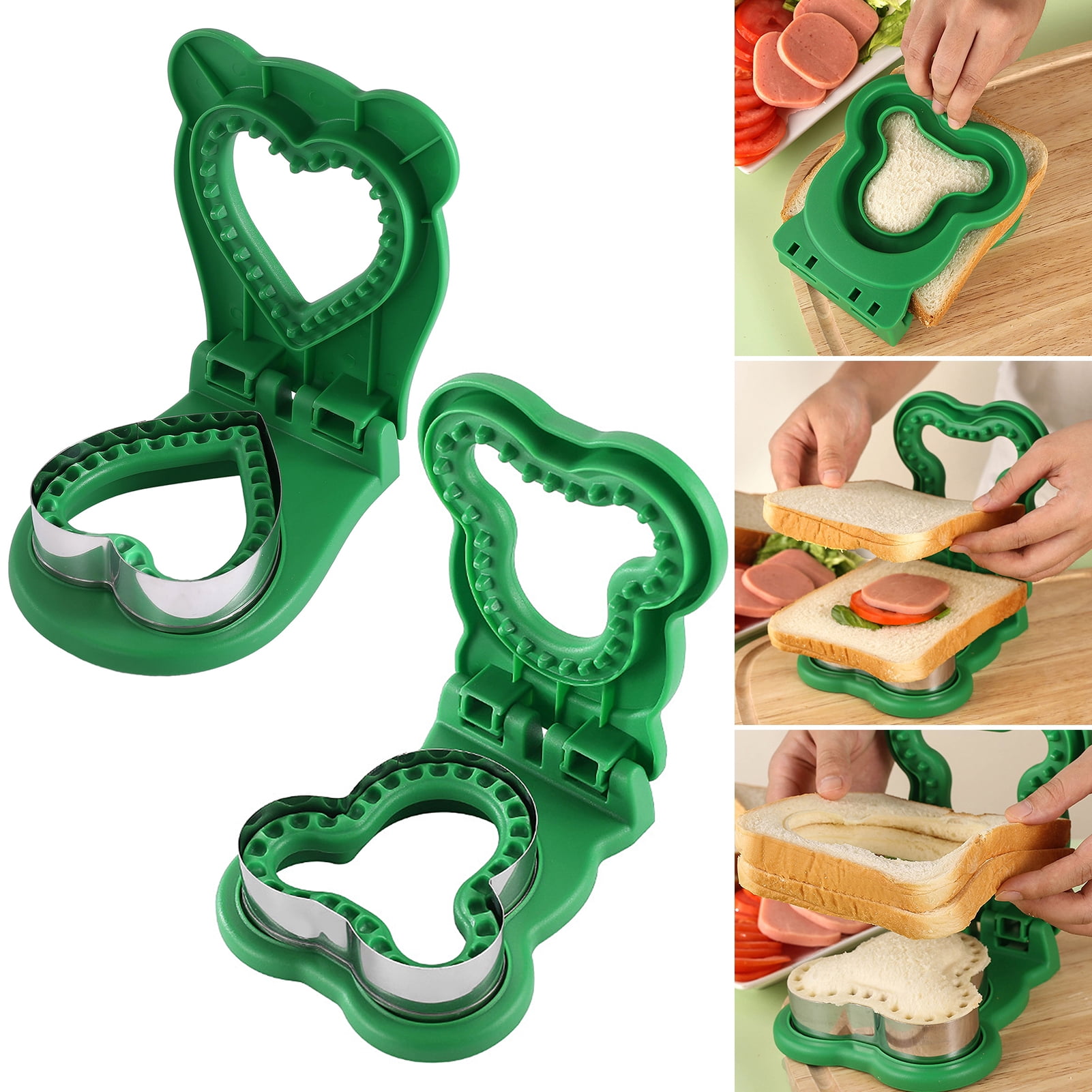 Trayknick Sandwich Cutter Sealer Heart/Bear Shape, Easy to Clean