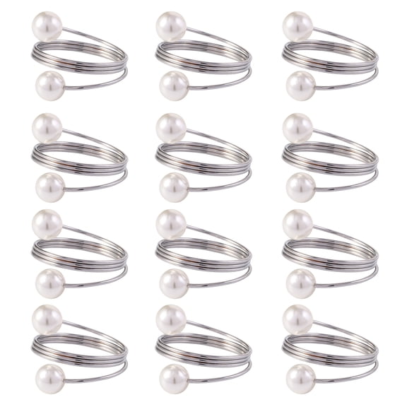 Trayknick Scratch-free Napkin Rings 12/20pcs Elegant Metal Napkin Rings Smooth Surface Foldable Scratch-free Faux Pearl Napkin Ring Set for Theme Events Wedding
