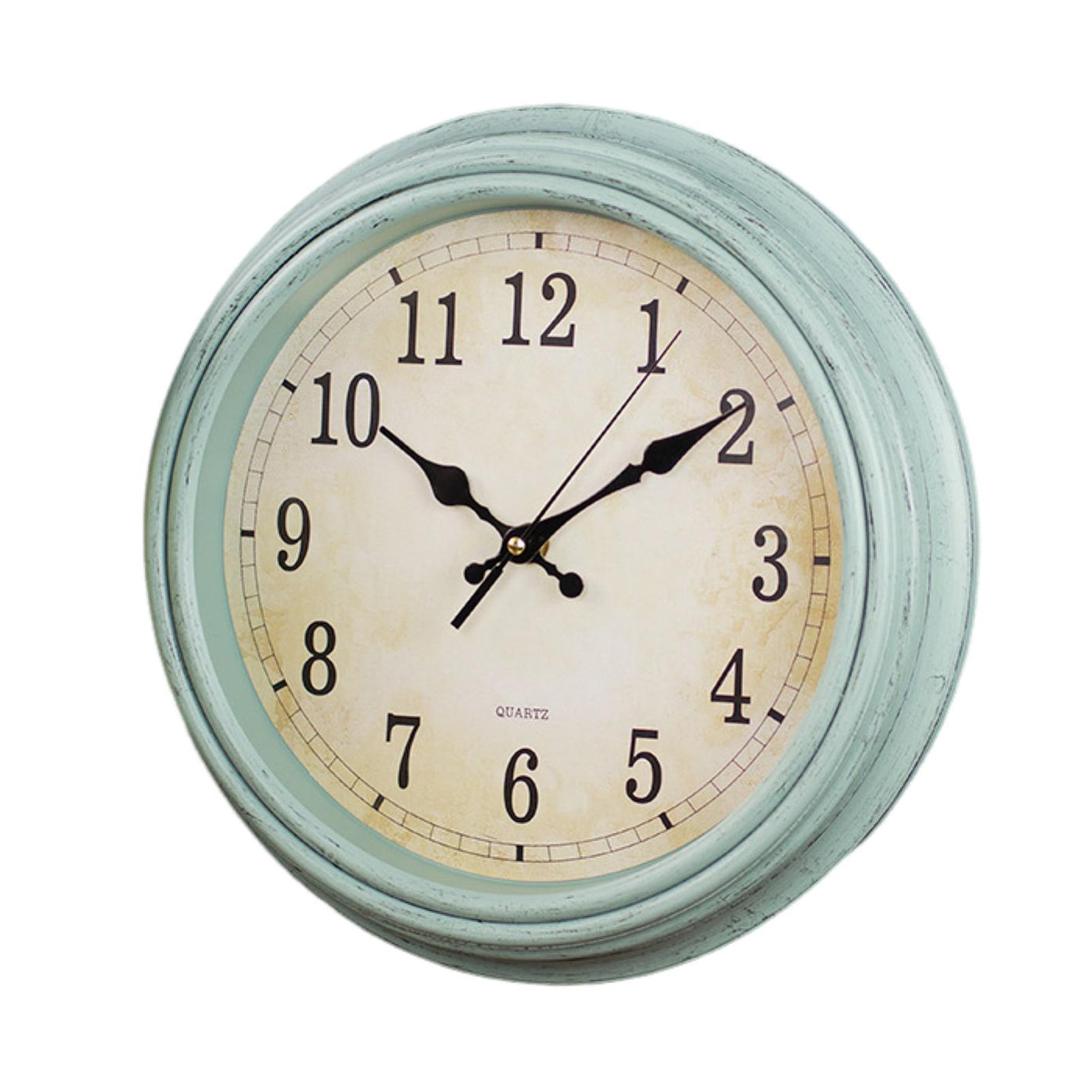 Blue Wall-Clocks for Living Room Decor, 12 Inch Round Glass Wall Clock Silent Non-Ticking