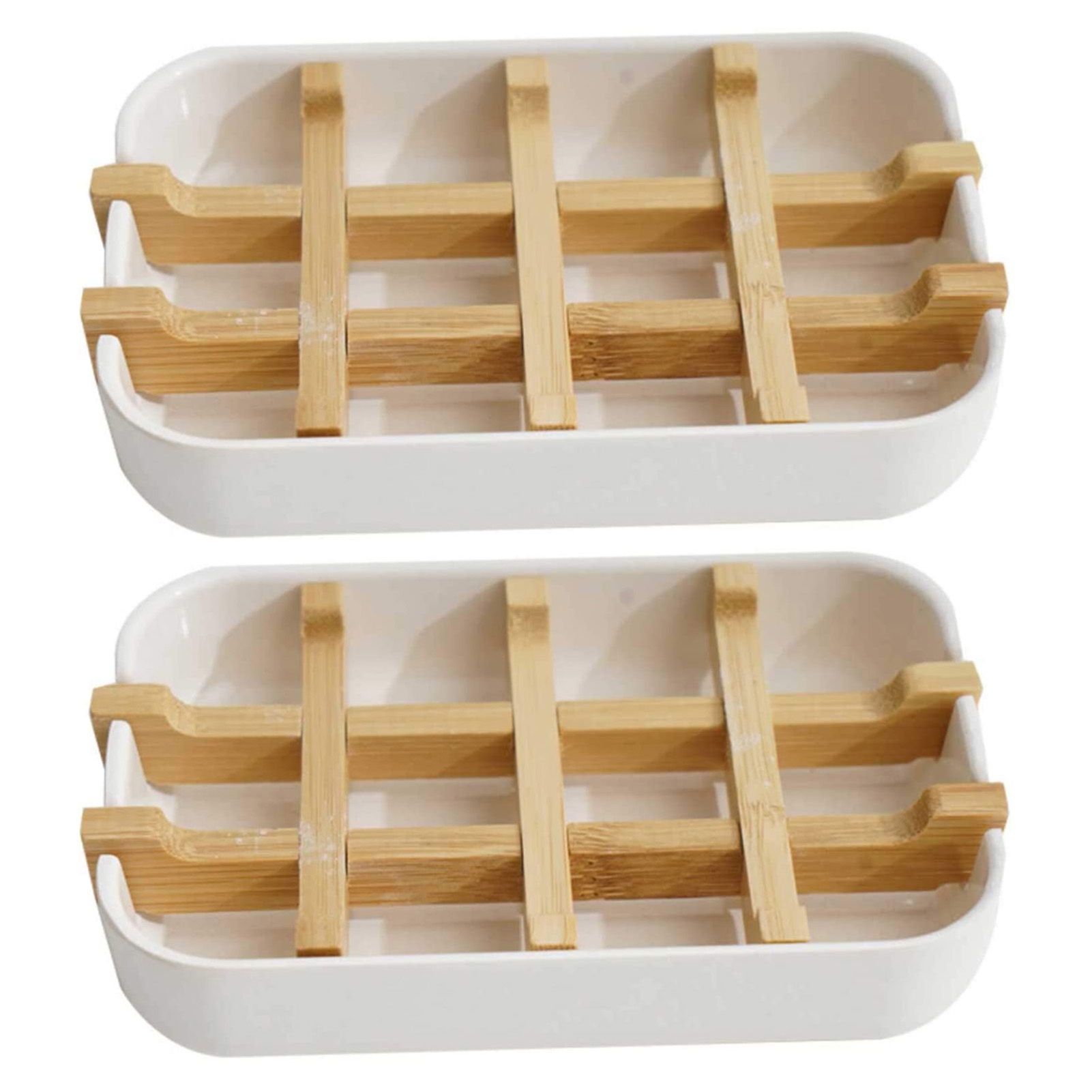 Trayknick Soap Holder with Bamboo Stand Fiber Tray 1/2pcs Dish Shower ...