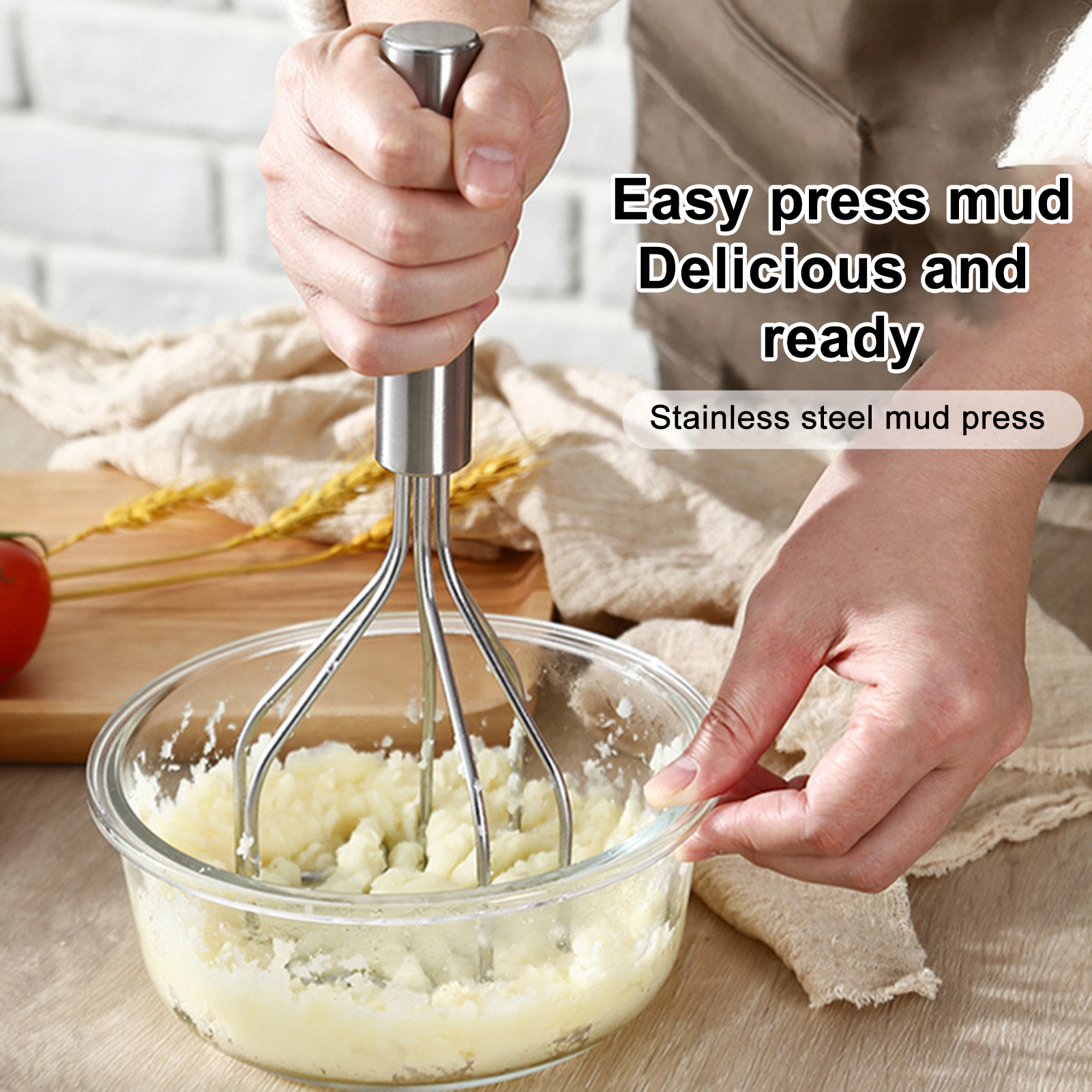 Trayknick Stainless Steel Long Handle Potato Masher Multifunctional