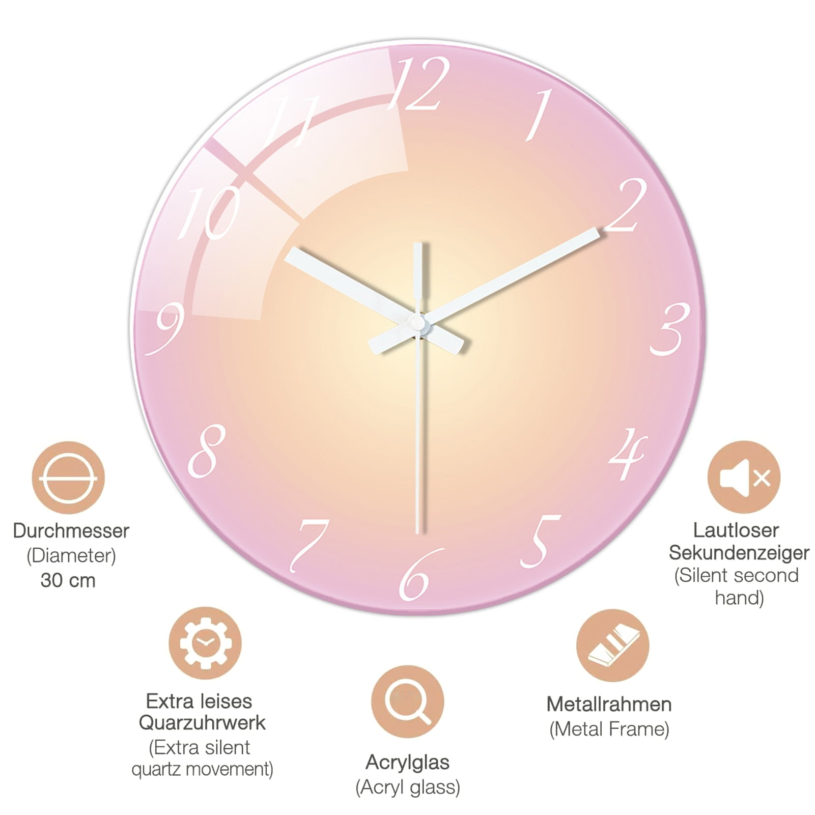 Trayknick Tempered Glass Wall Clock Radio Controlled Wall Clock Wall ...