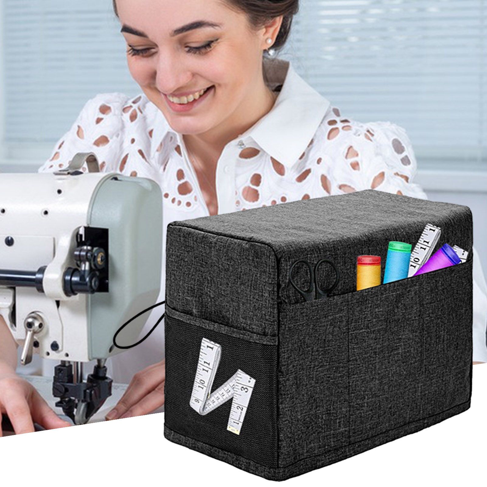 Trayknick Wear-Resistant Sewing Machine Cover with Storage Pockets ...