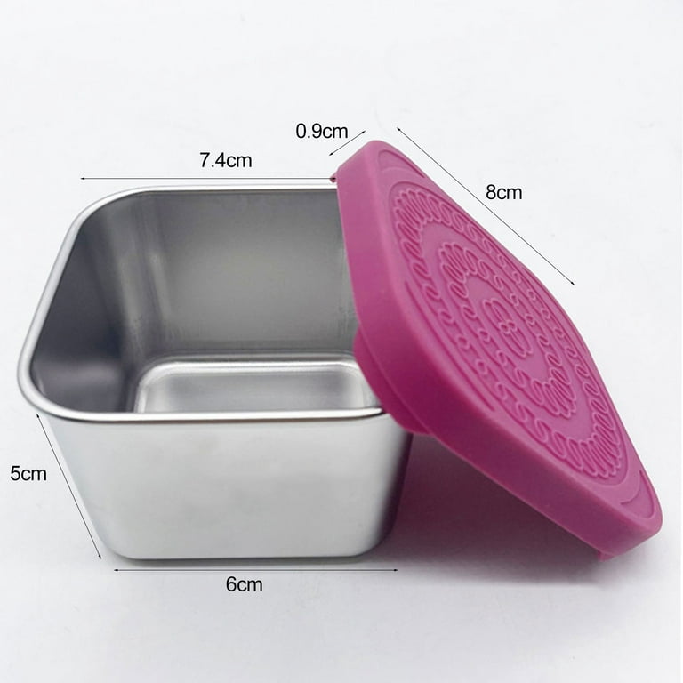 Chicmine 50ml Sauce Container Leakproof Reusable Pack Sauces Stainless Steel Dipping Sauce Cup with Silicone Lid for Lunch Box, Pink