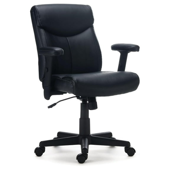 Traymore Ergonomic Manager and Executive Office Chair, Task Desk Swivel Chair with Wheels, Adjustable Height, Luxura Faux Leather, Black