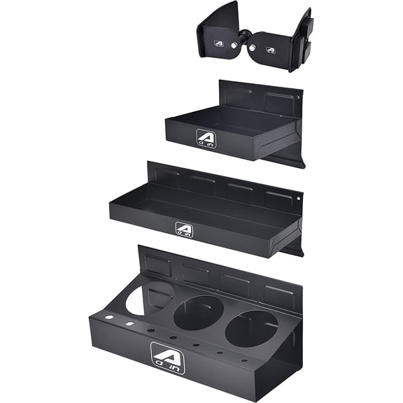 Trayset 4pc Magnetic Toolbox Tray Set, Magnetic Tool Box holder for Cabinet Side Shelf Storage Van Workshop, Tool Trays, Paper Towel and Spray Can Holder, Black