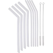 Traytastic! Clear Silicone Straws - 8 Pack, 4 Jumbo & 4 Standard Sized Drinking Straws + 2 Cleaning Brushes | Flexible Reusable Eco-Friendly