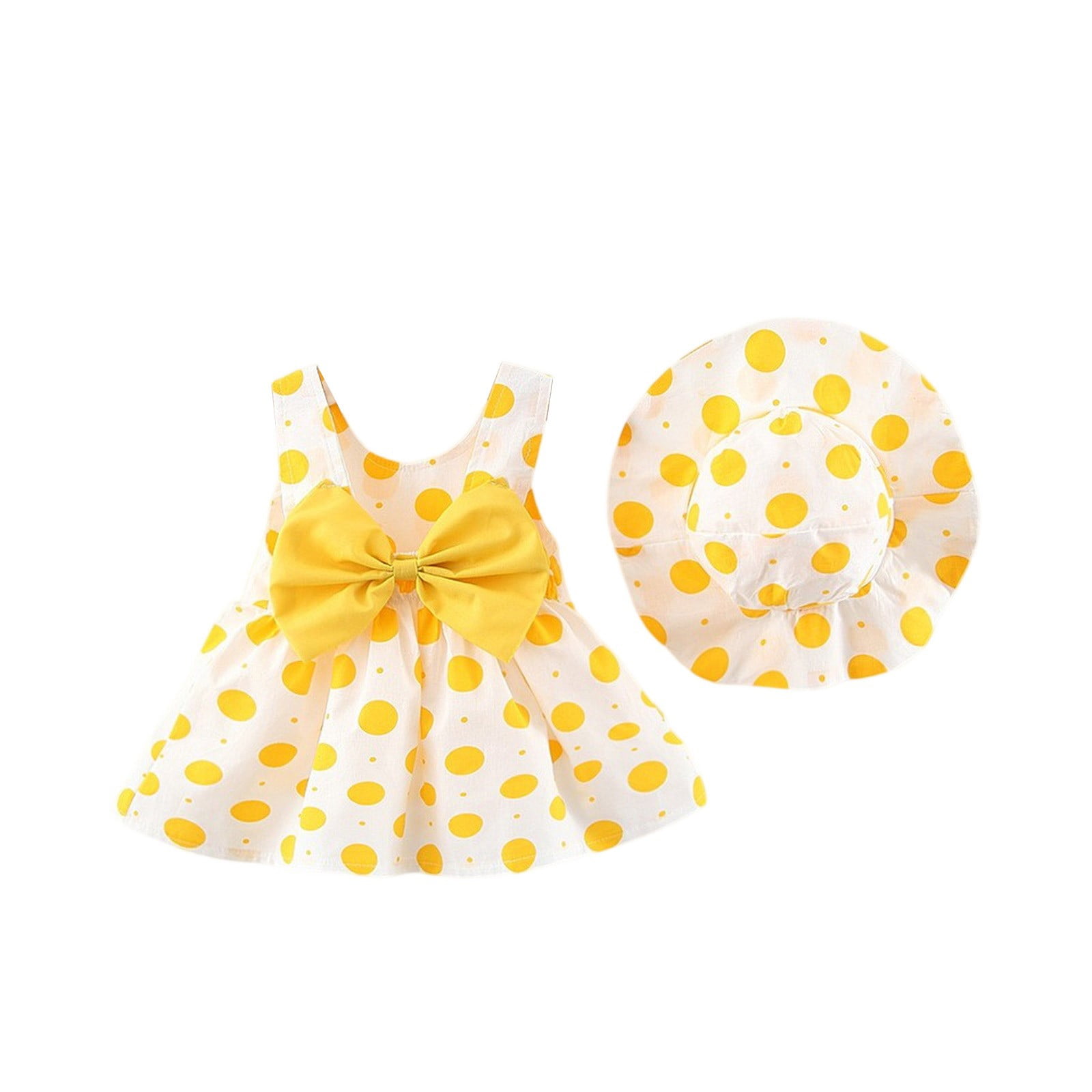 TrdSipl Baby Girl Dresses 0-3 Months Sleeveless Bow Polka Dot Princess ...