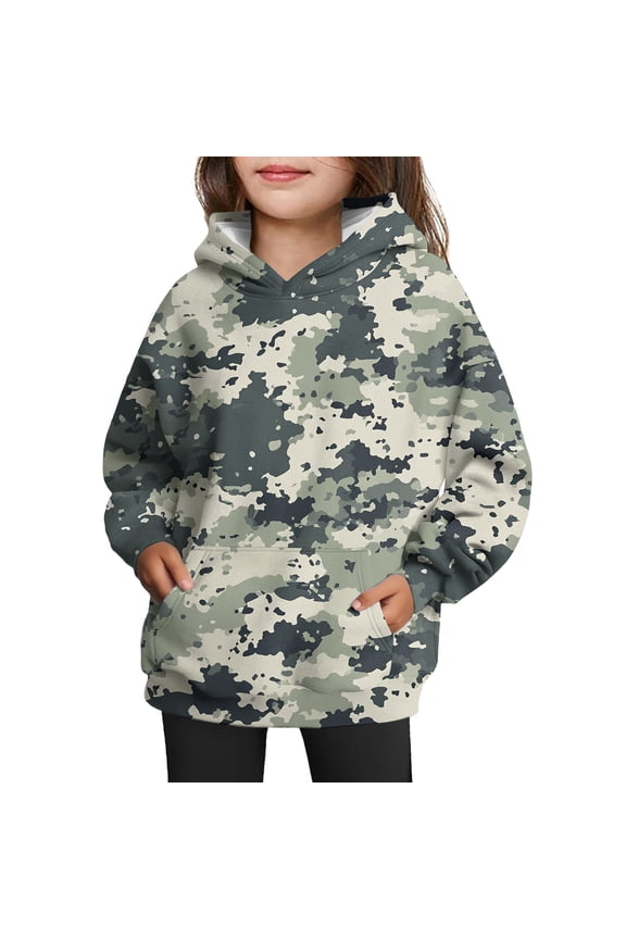 Camo Hoodie for Girls Cute Leaf Printed Hooded Sweatshirts Plus Size Lounge Camouflage Pullover Shirts With-Pockets