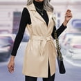 thumbnail image 1 of TrdSipl Faux Leather Vest Women Long Pu Jackets Sleeveless Open Front Pu Leather Coat Winter Vest Jackets with Belt, 1 of 7
