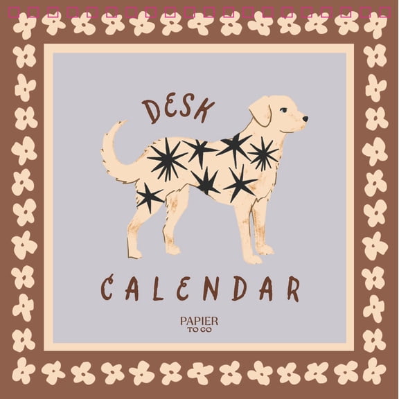 PAPIER TO GO Puppy Stars Monthly Desk Calendar, Undated, 6.5 x 6.5 Inch, Dog Theme