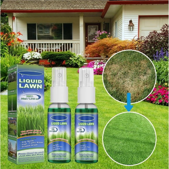 TrdSipl Liquid Lawn Spray, 1.01 fl oz Concentrated Lawn Nutrient Booster, Grass Repair Spray for Dog Spots, High Traffic & Shaded Areas, Outdoor Garden & Yard Care (2pc)