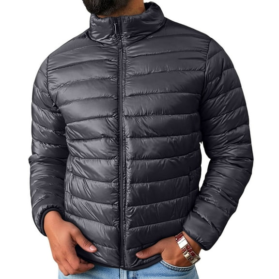 TrdSipl Men Down Puffer Jacket Warm Down Alternate Insulated Parka Jackets Lightweight Windproof Waterproof Quilted Jacket Oversized 2025 Fall Overcoat