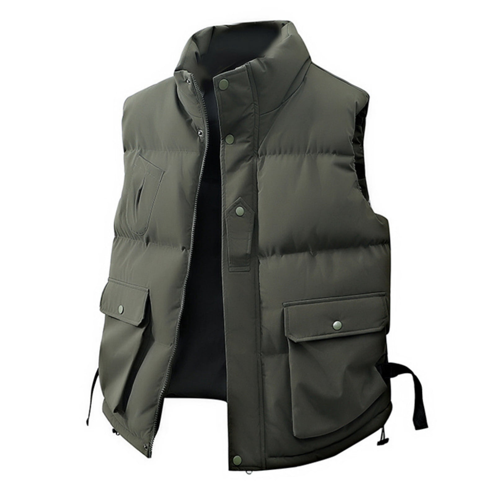 TrdSipl Men Puffer Vest Casual Stand Collar Quilted Waistcoat Outdoor Padded Jacket Coat Vest 2025 Winter Full Zipper Up Jacket for Hiking Travel Golf