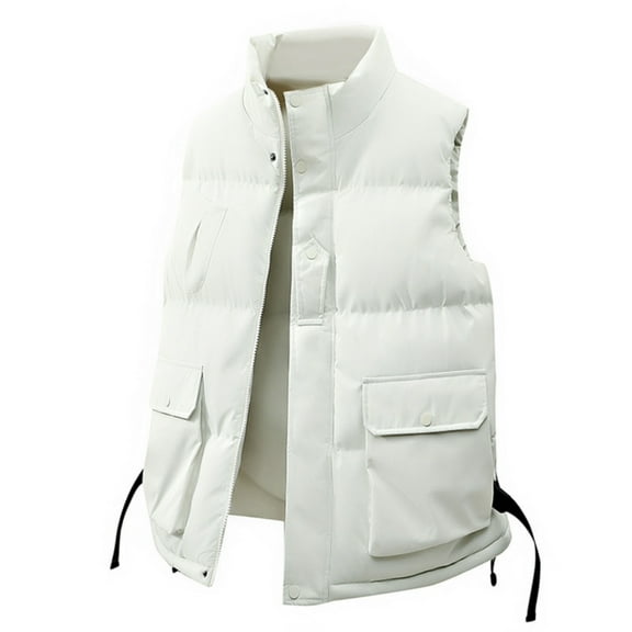 TrdSipl Men Puffer Vest Lounge Stand Collar Quilted Waistcoat Outdoor Padded Ski Vest 2025 Winter Full Zip Jackets for Hiking Travel Golf