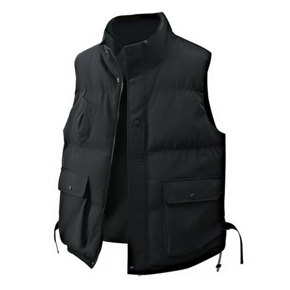TrdSipl Men Puffer Vest Lounge Stand-Up Collar Quilted Waistcoat Outdoor Padded Ski Vest 2025 Winter Full Zip Jackets for Indoor Outdoor Hunt Camp