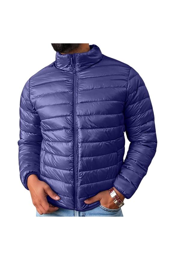 Men's Puffer Jacket Light Weight Quilted Jacket Water Resistant Windproof Coats 2025 Fall Oversized Warm Up Overcoat