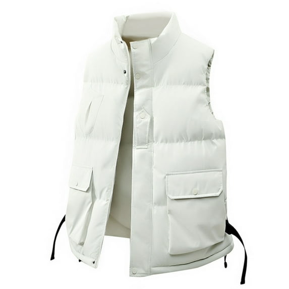 TrdSipl Men's Puffer Vest Casual Stand Collar Quilted Waistcoat Outdoor Padded Jacket Coat Vest Winter Full Zip Jacket for Indoor Outdoor Hunt Camp