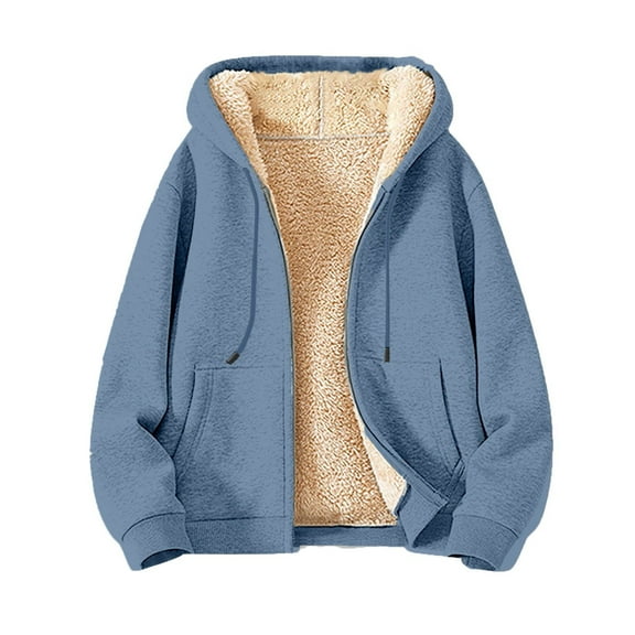 TrdSipl Men's Sherpa Lined Hoodie Jacket Fall Heavy Weight Warm Coats Big & Tall Thick Fleece Full Zip Hooded Sweatshirt