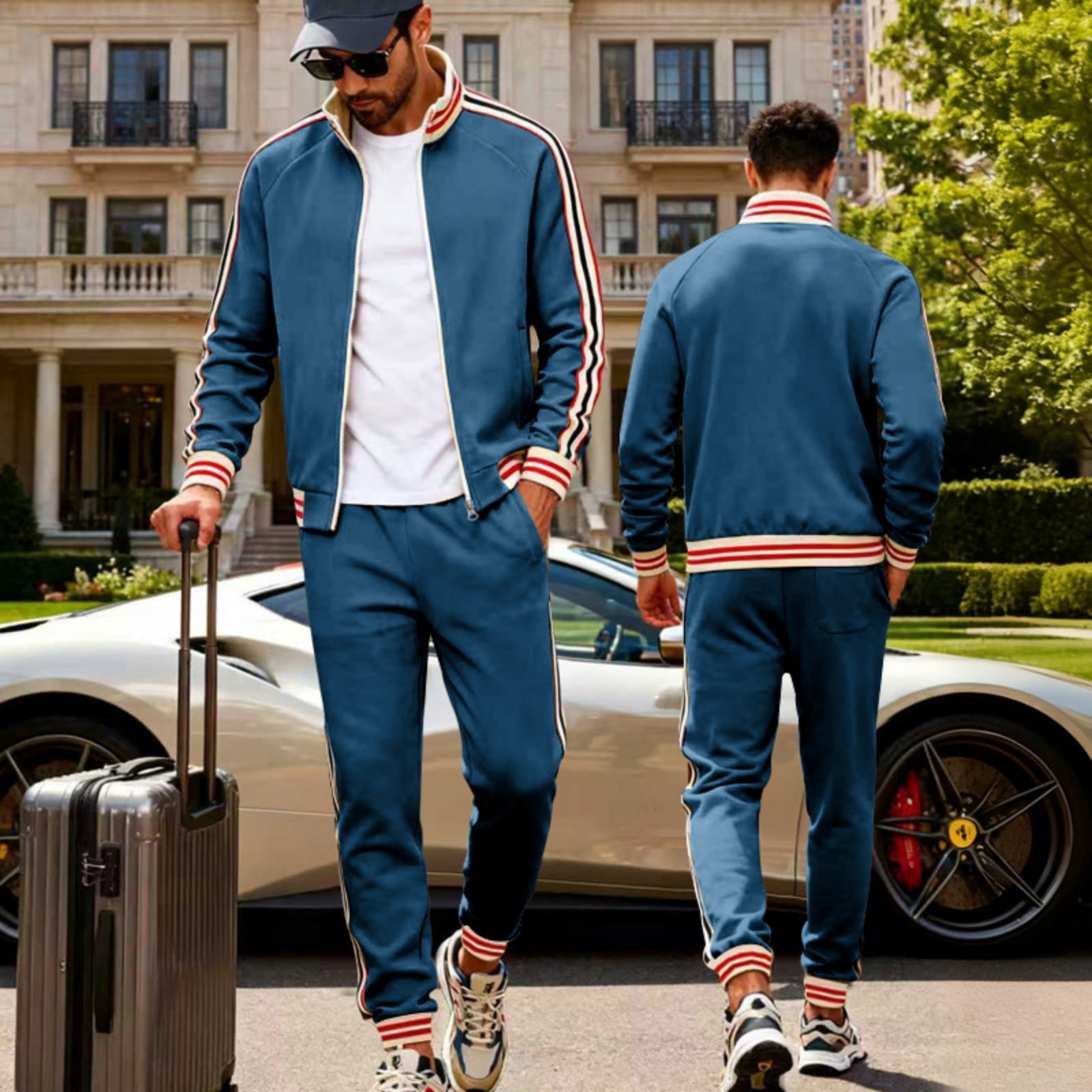 Track Suits Set TrdSipl Men's Track Suits Sets Long Sleeve Full Zip Sweatsuit Sport ...