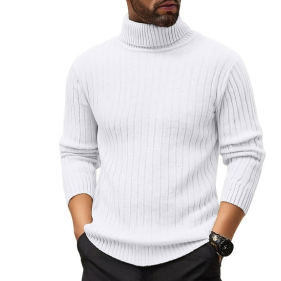 TrdSipl Men's Turtleneck Sweater Slim Fit Warm Basic Solid Color Pullover Tops Fall Long Sleeve Casual Cable Knitted Sweaters
