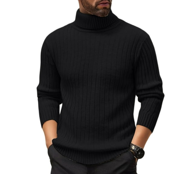 TrdSipl Men's Turtleneck Sweater Slim Fit Warm Basic Solid Color Sweater Tops Fall Long Sleeve Lounge Ribbed Knitted Sweaters