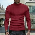 thumbnail image 1 of TrdSipl Men's Turtleneck Sweaters Casual Long Sleeve Pullover Sweaters 2025 Winter Mock Neck Knitted Tshirts Warm Slim Fitted Basic Top Red M, 1 of 8