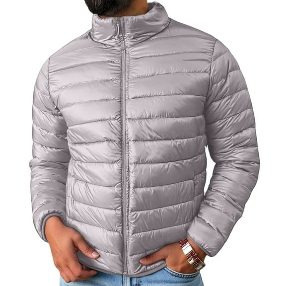 TrdSipl Mens Down Puffer Jacket Warm Down Alternate Insulated Coats Light-Weight Windproof Waterproof Quilted Jacket Oversized Fall Outerwear