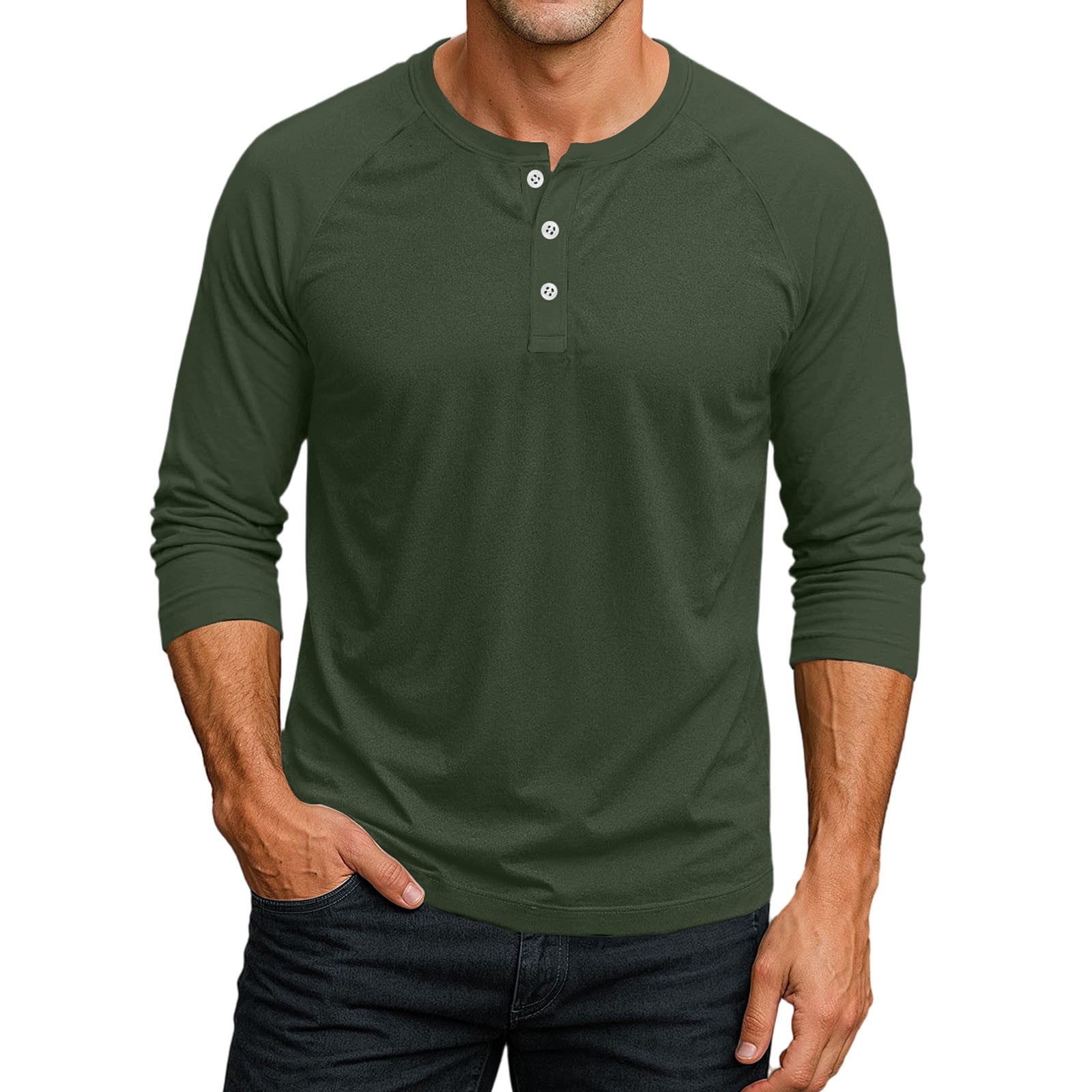Henley Raglan TrdSipl Mens Henley Shirts 3/4 Sleeve Raglan Tshirts Trendy Basic ...