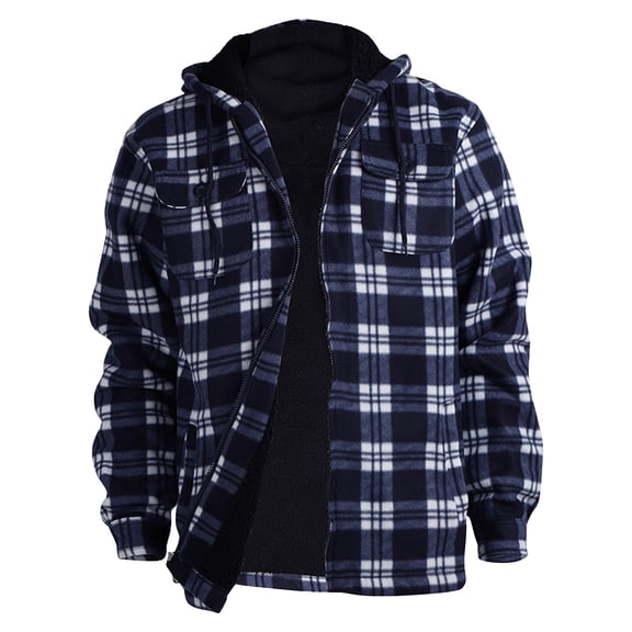 TrdSipl Mens Hooded Flannel Jackets Casual Button Plaid Flannel Shirts 2025 Winter Big & Tall Jackets for Men Stylish Long Sleeve Hoodies with Pockets