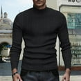 thumbnail image 1 of TrdSipl Mens Turtleneck Sweaters Casual Long Sleeve Pullover Sweater Winter Mock Neck Knit Tshirts Warm Slim Basic Top Black L, 1 of 8