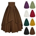 thumbnail image 1 of TrdSipl Midi Skirts for Women Button Tummy Control High Waisted Goth Skirt Vintage A-Line Flowy Steampunk Medieval Skirts Ruffle Hem Halloween Party Ren Faire Costume White 2XL, 1 of 4