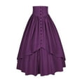 thumbnail image 1 of TrdSipl Midi Skirts for Women Victorian Steampunk Goth Skirt Flowy Button Tummy Control High Waisted Retro Skirts A-Line Ruffle Hem Halloween Party Ren Faire Costume Purple M, 1 of 3