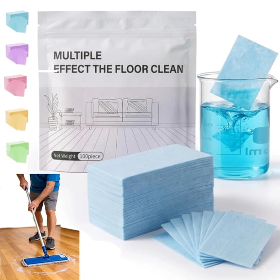 TrdSipl Multiple Effect The Floor Clean, 100 Piece Floor Cleaning Tablets Multi-Surface Cleaner, Multi-Effect Floors Cleaning Tablets, For Tile Walls Bathrooms & Kitchen (Lavender Scent)