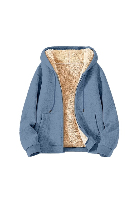 Sherpa Lined Hoodies for Men Heavy-Weight Full Zip Up Sweatshirt Thick Fleece Windproof Jackets 2025 Fall New Big & Tall Warm Coat