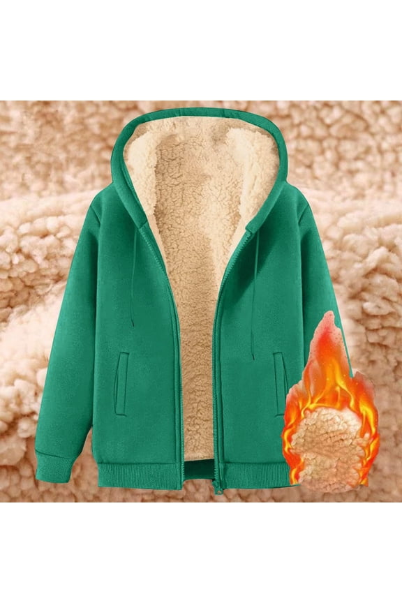 Sherpa Lined Hoodies for Women Heavy Weight Zipper Up Sweatshirts Thick Fleece Windproof Jackets 2025 Fall Winter Trendy Warm Coats
