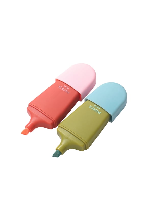 Set of 2 Mini Highlighters, Bright Days, Water Based Ink