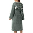 thumbnail image 1 of TrdSipl Women Long Hooded Fleece Robe Soft Warm Down Towel Robes for Women Cute Womens Bathrobe with Bunny Ear, 1 of 7