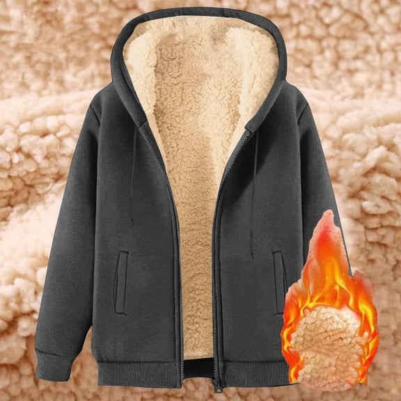 TrdSipl Women's Sherpa Lined Hoodies Heavyweight Full Zip Sweatshirt Thick Fleece Windproof Jackets 2025 Fall Fashion Warm Coat