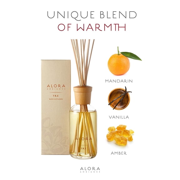 Tre 8 oz Reed Diffuser | Long-Lasting Sweet & Warm Fragrance | Beautifully Designed for Any Space