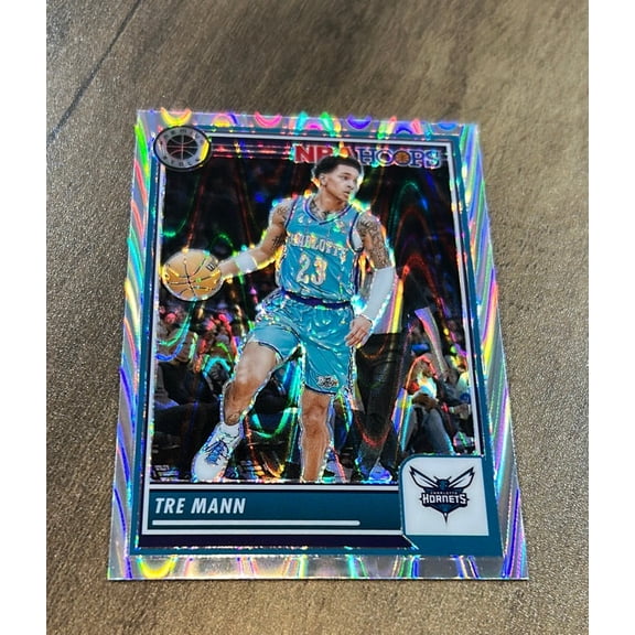 Tre Mann NBA Charlotte Hornets 2023-24 Hoops Premium Stock Multi Wave Prizm 53 RC trading card